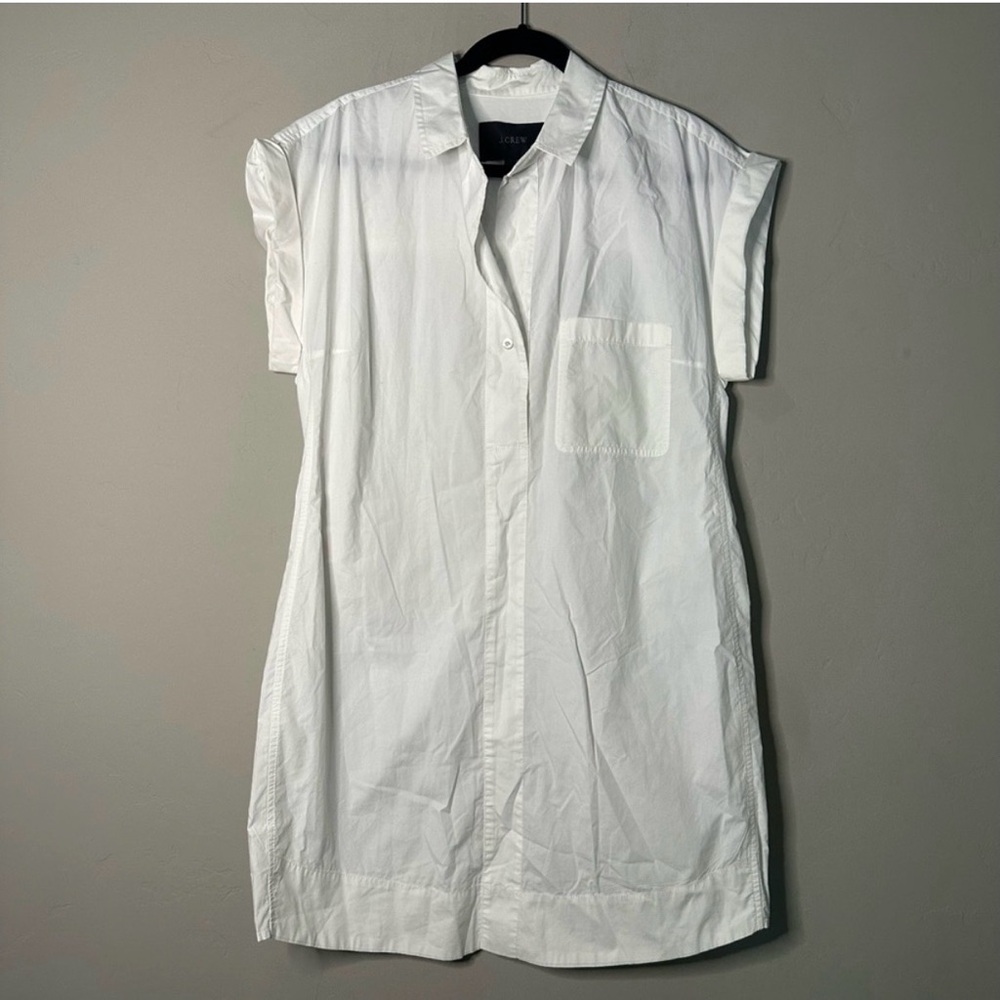 Tall White Poplin Button Down Dress